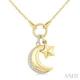 Diamond Moon & Star Charm Necklace
