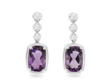 Amethyst & Diamond Drop Earrings