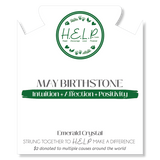 HELP Collection: Birthstone Collection - May Emerald Crystal Charm with White Cats Eye Charity Bracelet