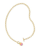 Kendra Scott Daphne Gold Link and Chain Necklace in Sunrise Watercolor Illusion