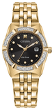 Citizen Ladies Corso Diamond Bezel in Gold Tone Stainless Steel 28mm with Black Dial