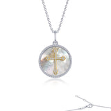 Lafonn Cross on Mother of Pearl Disc Pendant