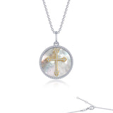 Lafonn Cross on Mother of Pearl Disc Pendant