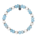 Soulful Collection- Aquamarine with Beige Jade Gemstone Bracelet