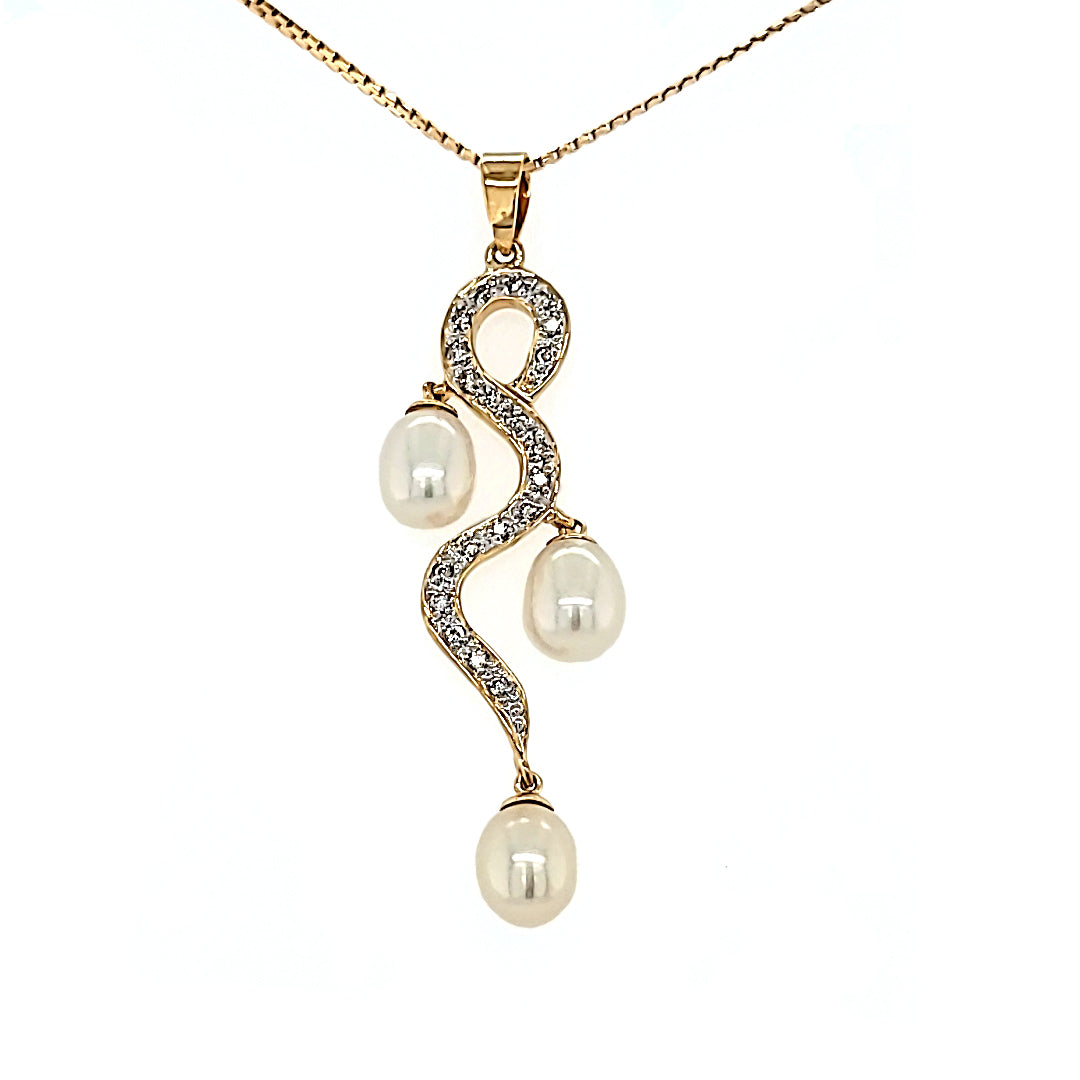 Pearl & Diamond Snake Pendant
