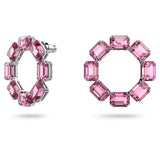 Swarovski Millenia hoop earrings, Circle, Octagon cut, Pink, Rhodium plated