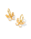 Kendra Scott Bianca Butterfly Gold Iridescent White Mix Huggie Earrings