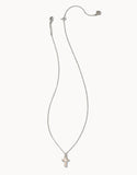 Kendra Scott Cross Silver Pendant Necklace in White Kyocera Opal