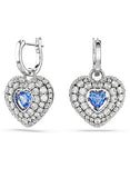 Swarovski Hyperbola drop earrings Heart, Blue, Rhodium plated