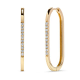 3/4-Inch Diamond Oval Hoop Earrings