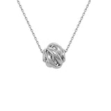 SS Swirled Sphere Necklace with 16.5-18.5" Chain with Lobster Clasp