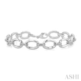Silver Bold Oval Link Diamond Bracelet