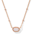 Kendra Scott Mini Elisa Rose Gold Satellite Short Pendant Necklace in Iridescent Drusy