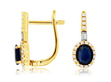 Gold Oval Sapphire Gemstone Earrings
