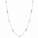 Freshwater Cultured Pearl & Multi-Shape Lab-Grown Diamond Station Necklace