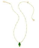 Kendra Scott Kinsley Gold Short Pendant Necklace in Kelly Green Illusion