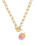 Kendra Scott Daphne Gold Link and Chain Necklace in Sunrise Watercolor Illusion