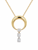 Diamond 3-Stone Drop Circle Pendant