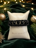 Dee Berkley Holiday Black Agate & Spinel Bracelet Stack