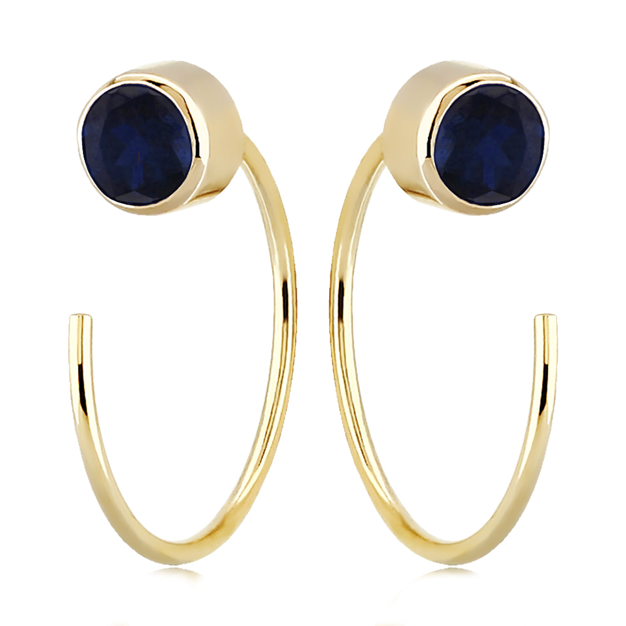 Sapphire Gold Hoop Threader Earrings