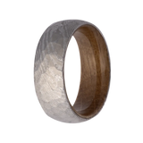 Hammered Damascus Band with Whiskey Barrel Insert