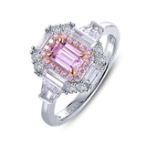 Lafonn Baguette Halo Ring with Pink Simulated Center Stone