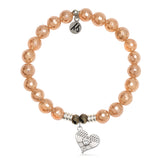 Champagne Agate Gemstone Bracelet with Angel Love Sterling Silver Charm