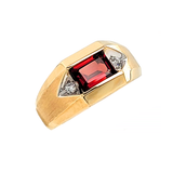 Men's Garnet & Diamond Ring