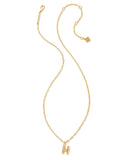 Kendra Scott Crystal Letter H Gold Short Pendant Necklace in White Crystal