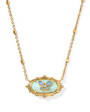 Dolly Parton x Kendra Scott Elisa Butterfly Vintage Gold Short Pendant Necklace in Sea Green Chrysocolla