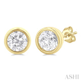 Round Diamond Bezel Stud Earrings