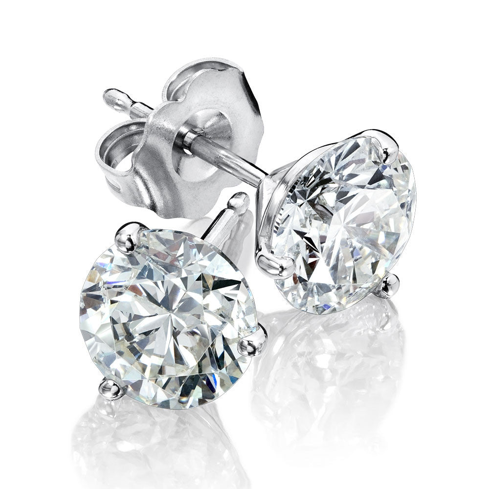 1.00ctw Round Diamonds White 14 Karat Gold Martini/3-Prong Stud Earrings
