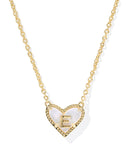 Kendra Scott Heart Letter E Gold Ivory Mother of Pearl Short Pendant Necklace