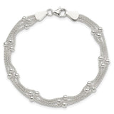 Silver Beaded 3-Strand Bracelet, 7