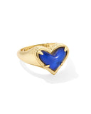 Kendra Scott Framed Ari Heart Gold Band Ring in Mood Stone, Size 6