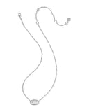 Kendra Scott Elisa Luxe Silver Short Pendant Necklace in White CZ