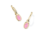 Kendra Scott Emilie Gold Huggie Earrings in Pink Iridescent Glitter Glass