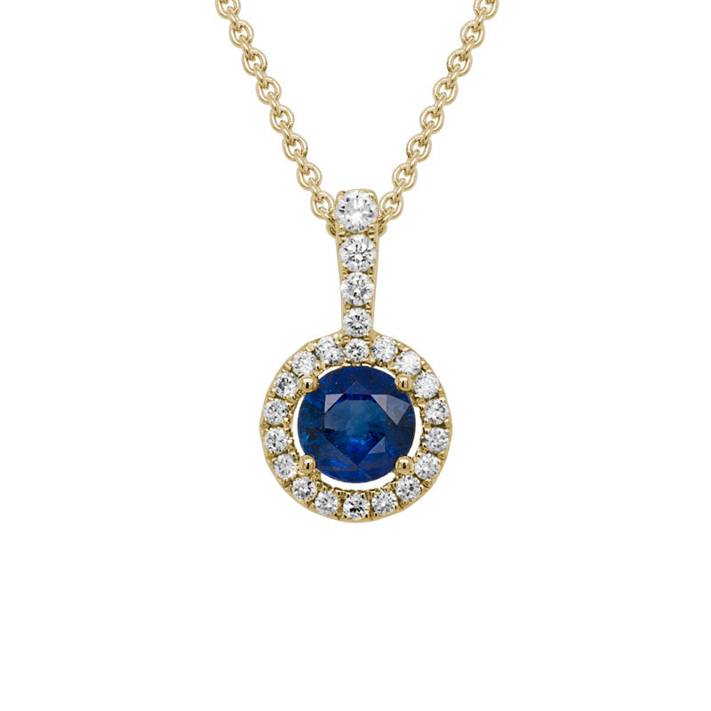 Diamond Halo Sapphire Pendant