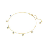 Swarovski Imber necklace, Round cut, Light blue, Gold-tone plated