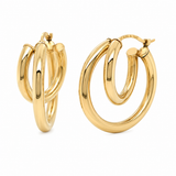 Gold Double Tube Hoop Earrings