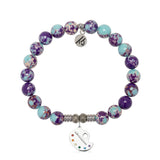 Purple Blue Jasper Stone Bracelet with Create Sterling Silver Charm