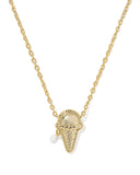 Kendra Scott Ice Cream Gold Short Pendant Necklace in Ivory Mother-of-Pearl