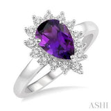 Pear Shape Amethyst & Diamond Ring