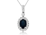 Oval Sapphire & Diamond Halo Pendant