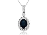 Oval Sapphire & Diamond Halo Pendant