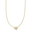 Kendra Scott Holland Gold Heart Short Pendant Necklace in White Crystal