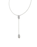 Kendra Scott Grayson Silver Y Necklace in White Crystal