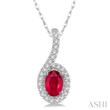 Oval Shape Ruby & Diamond Pendant