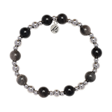 Day by Day Collection- Silver Obsidian Gemstone Bracelet