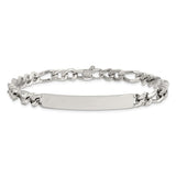 Stainless Steel Figaro Chain ID Bracelet, 8.25"